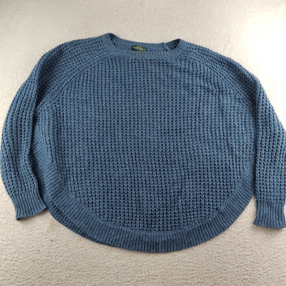 Lauren Ralph Lauren Poncho Sweater Waffle Knit Women's XS Blue Oversized